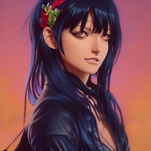 Prompt: highly detailed vfx portrait of nico robin by eiichiro oda!!!, stephen bliss, greg rutkowski, loish, rhads, beeple, makoto shinkai, tom bagshaw, alphonse mucha, sharp focus, art by artgerm and greg rutkowski, stanley kubrick, backlit, harsh overhead sunlight!!,