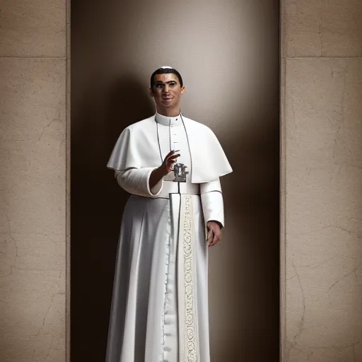 Prompt: cristiano ronaldo as pope, accurate, 30mm, dramatic lighting, nikon