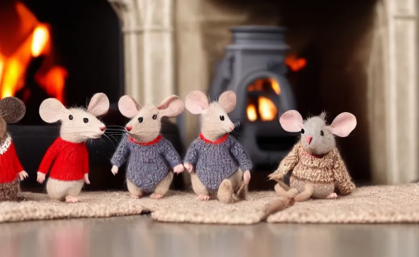 Family of Cute Mice in a Mouse House · Creative Fabrica