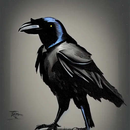 Prompt: a crow that is a corvid fighter monk, dungeons and dragon, portrait