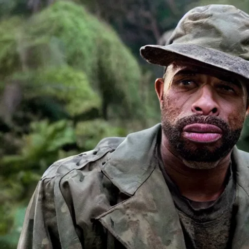 Prompt: cinematic still of kirk lazarus from tropic thunder