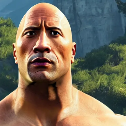 Prompt: dwayne the rock johnson in grand theft auto five
