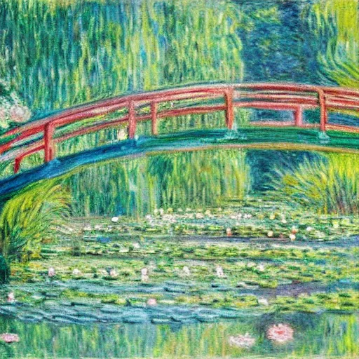 Prompt: the human centipede in the style of monet's the water lily pond