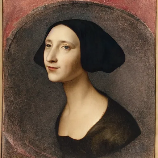 Prompt: skudy of a pretty young woman. exceptional lighting highlights her faces features by hans holbein the younger.