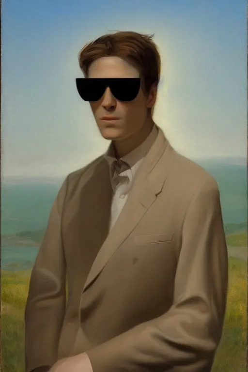 Prompt: portrait of a ghost with sunglass, painting by by ralph grady james, jean christian biville