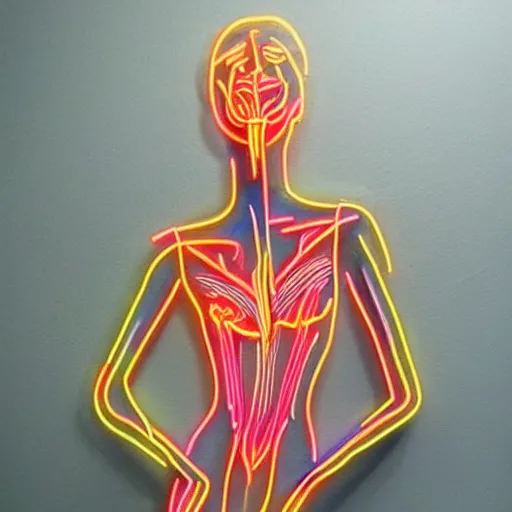 Prompt: 3 d neon art of a womens body, hyper detailed