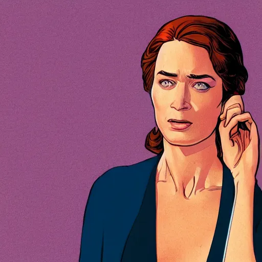 Image similar to emily blunt retro minimalist portrait by jean giraud, moebius starwatcher comic, 8 k