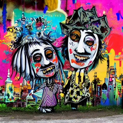 Image similar to transylvanian folk art, in the style of graffiti, made by david choe