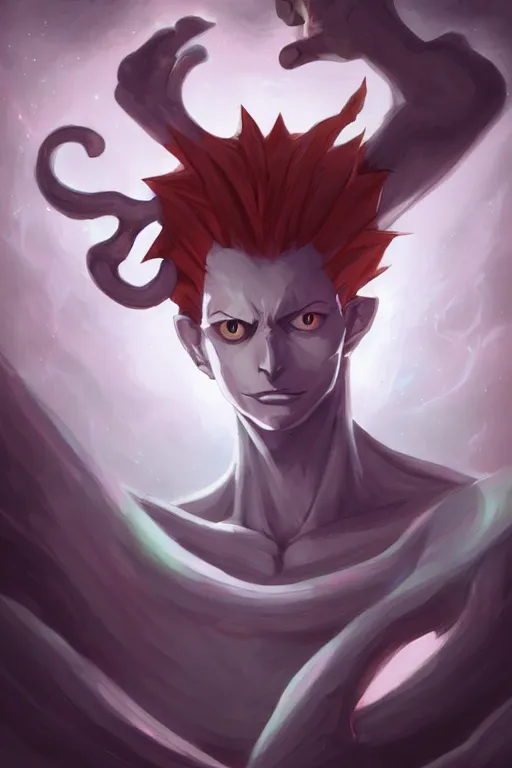 Prompt: Hisoka from Hunter × Hunter, dark , Symmetrical, by Peter mohrbacher and Kelly McKernan, cinematic, concept artbook, artstation, video game, pixar, Highly detailed painting, unreal engine, sharp, 8k