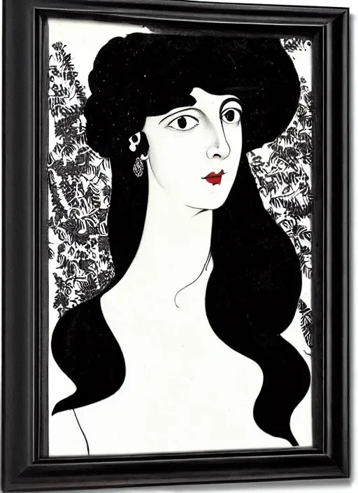 Prompt: a portrait of a pretty young lady by aubrey beardsley