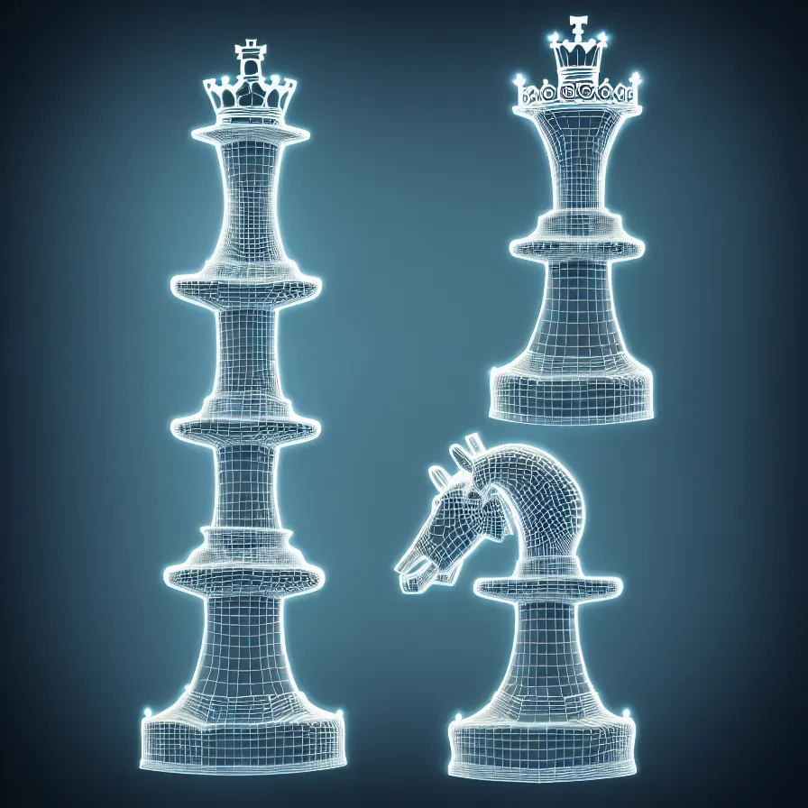 Image similar to vintage instamatic photo of a queen chess piece made of lights, bio mechanical, puddles, isometric 3 d, smooth 3 d illustration, cinematic matte painting, volumetric lighting,