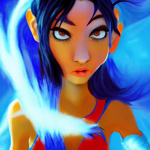 Image similar to monkey with fiery blue and black hair , rim lighting , digital art , artstation , 4k , HD