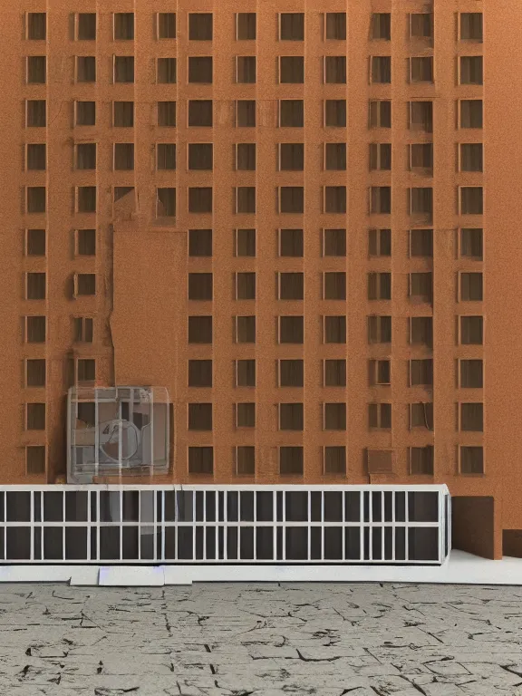 Image similar to a soviet paneled building , miniature, diorama , 3d render