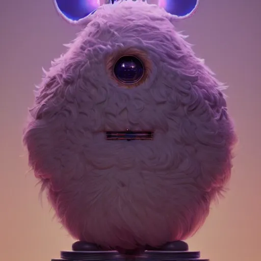 Image similar to fluffy android character :: by beeple and James Gilleard and Justin Gerard :: ornate, dynamic, particulate, intricate, elegant, highly detailed, centered, artstation, smooth, sharp focus, octane render, 3d