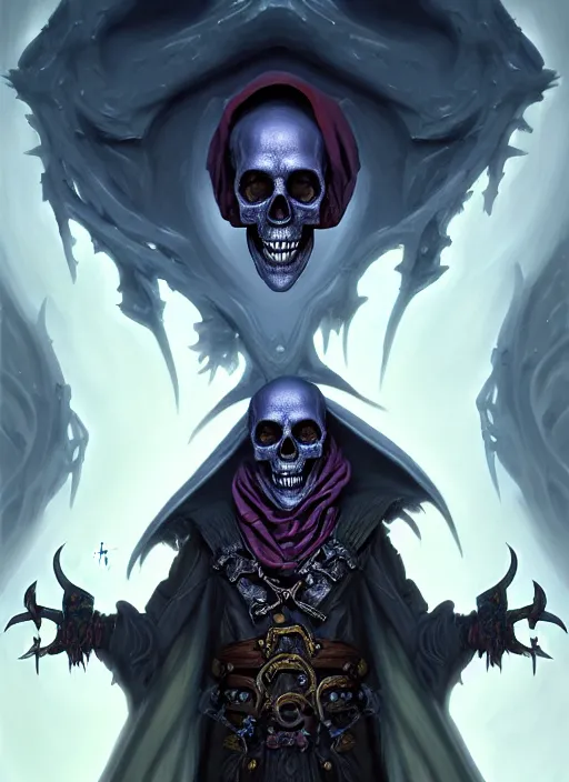 Image similar to a _ fantasy _ style _ portrait _ painting _ of skull head lich, dnd, wicked, oil _ painting _ unreal _ 5 _ daz. _ rpg _ portrait _ extremely _ detailed _ artgerm _ greg _ rutkowski _ greg