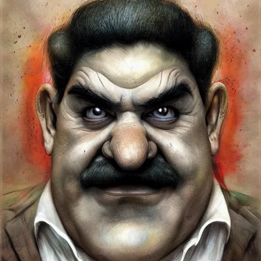 Prompt: Wario, artwork by Esao Andrews,