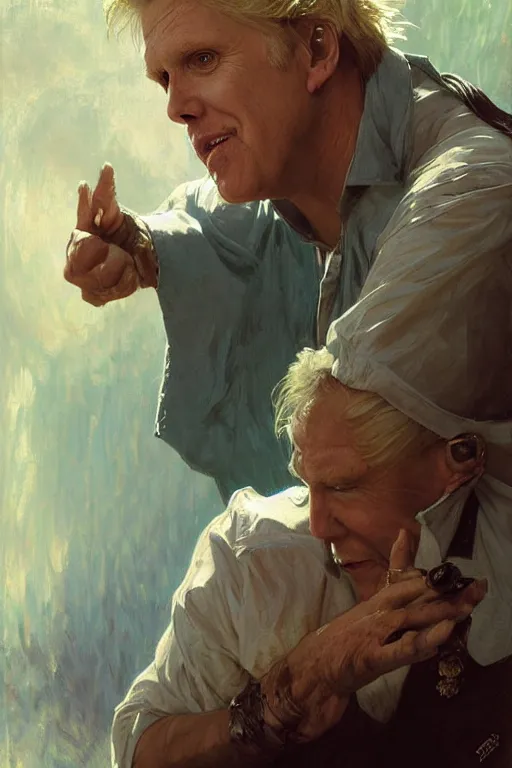 Prompt: Gary Busey portrait, fantasy, by Stanley Artgerm Lau, greg rutkowski, thomas kindkade, alphonse mucha, loish, norman Rockwell