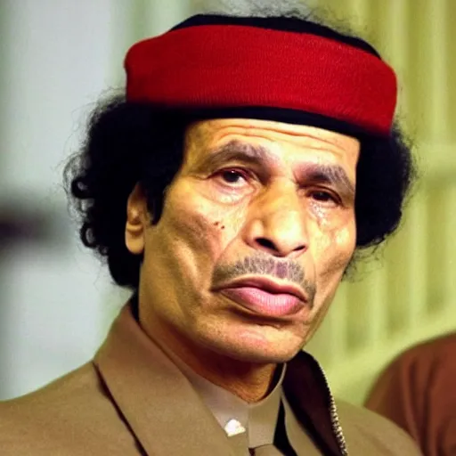 Image similar to A still of Muammar Gaddafi in Seinfield