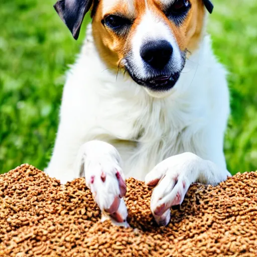 Image similar to dog with human legs eating wheat treats