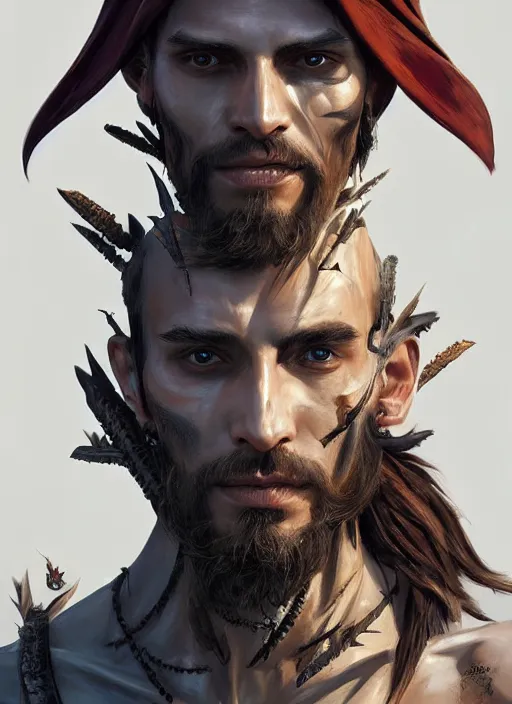 Image similar to a professional digital painting of a pirate with many sets of razor teeth, beautiful bone structure, symmetrical facial features, intricate, elegant, concept art, sharp detail, focused, illustration, smooth render, art style by Ruan Jia and Mandy Jurgens and Ian Spriggs and William-Adolphe Bouguerea