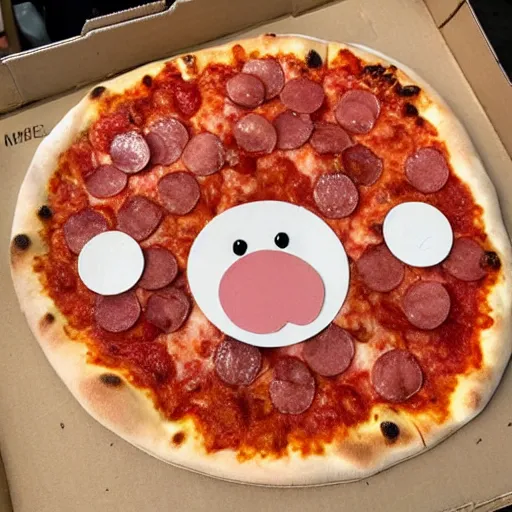 Prompt: a pig shaped pizza