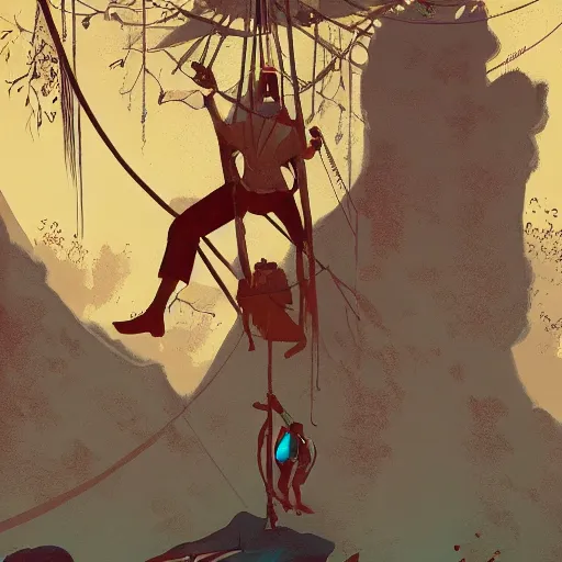 Prompt: the hanged man tarot card, by victo ngai, greg rutkowski, digital art, trending on artstation