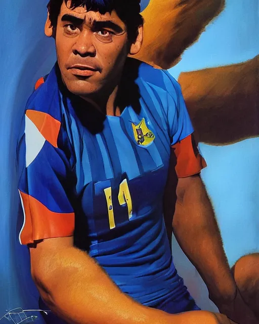 Image similar to studio light, portrait, diego armando maradona by peter andrew jones!!!!!!!!, by roger dean, hd, hyper detailed, 4 k