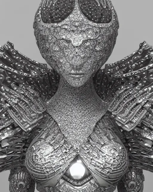 Image similar to a highly detailed metahuman 4 k close up render of an alien goddess bella hadid monument in iris van herpen dress schiaparelli in diamonds crystals swarovski and jewelry iridescent in style of alphonse mucha gustav klimt trending on artstation made in unreal engine 4