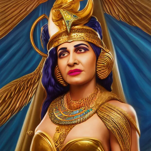 Image similar to a detailed fantasy character portrait of om kalthoum as egyptian goddess of music by lauri blank, artgerm, evelyn de morgan, 8K, 50mm lens