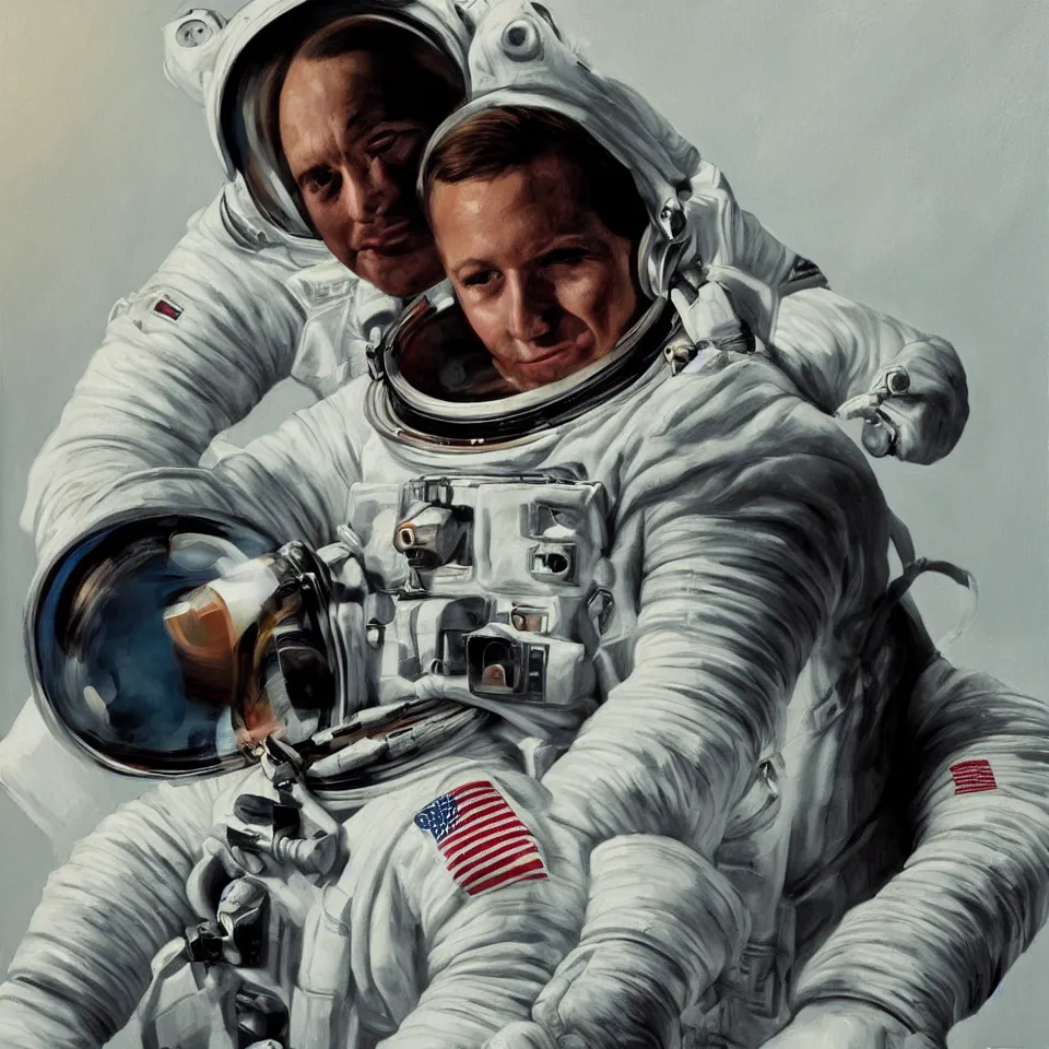 Image similar to a portrait of a single astronaut wearing a headphone, beautiful, cinematic, art by alex ross