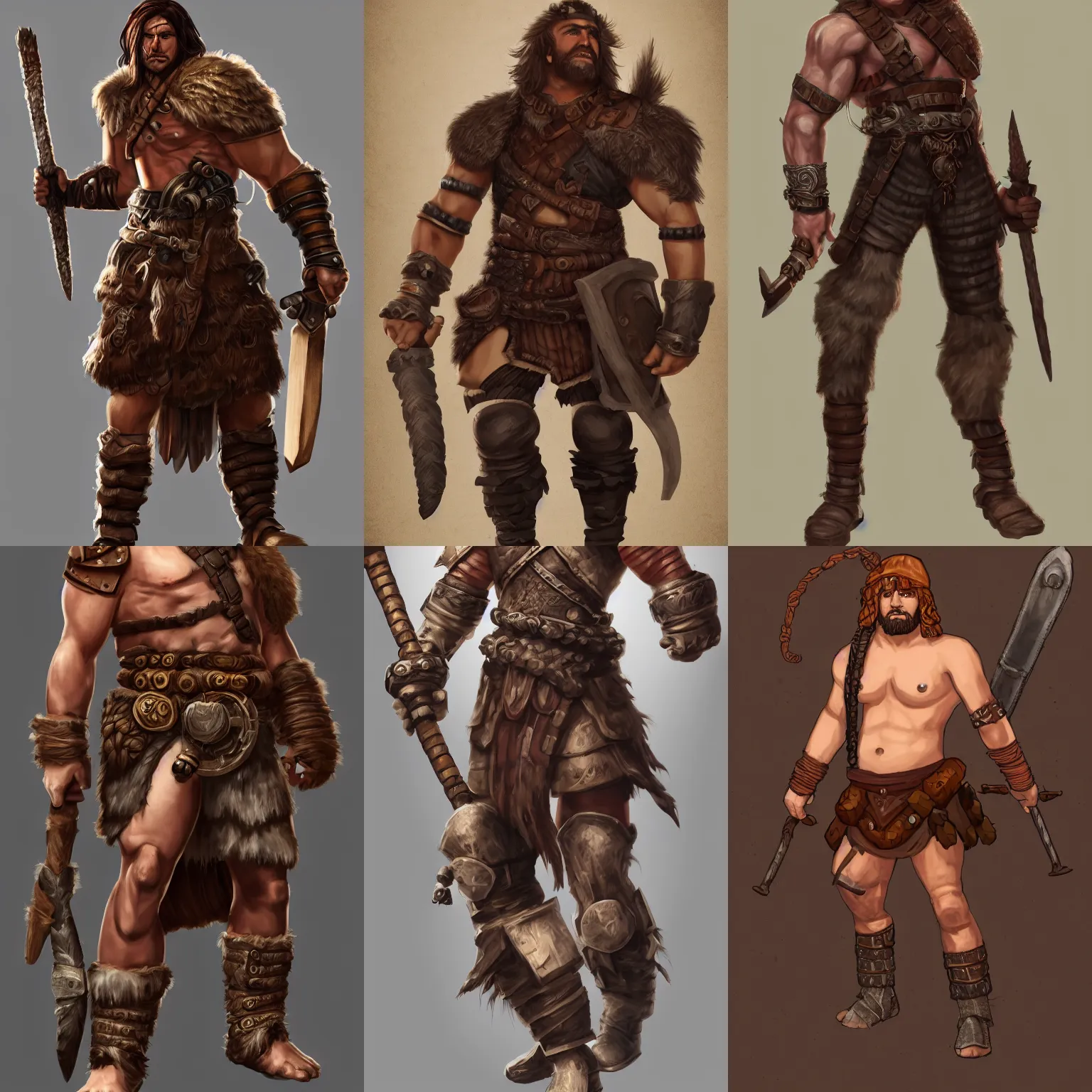 Prompt: Full body picture of a male Barbarian, hammers, Steampunk, d&d, trending on Artstation, artstationHQ, artstationHD