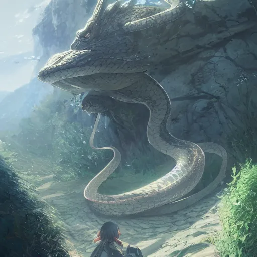 Prompt: snake as a kingdom, by makoto shinkai, greg rutkowski, digital art, 8 k, cgsociety, high detailed,