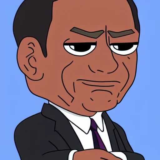 Image similar to Barack Obama in the style of Family Guy, key anime visual, official modern cartoon animation style