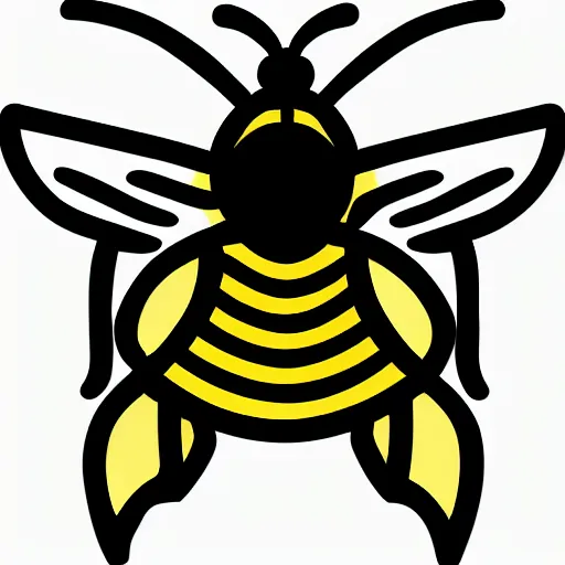 Image similar to bee icon image, black and white, bold lines artistic