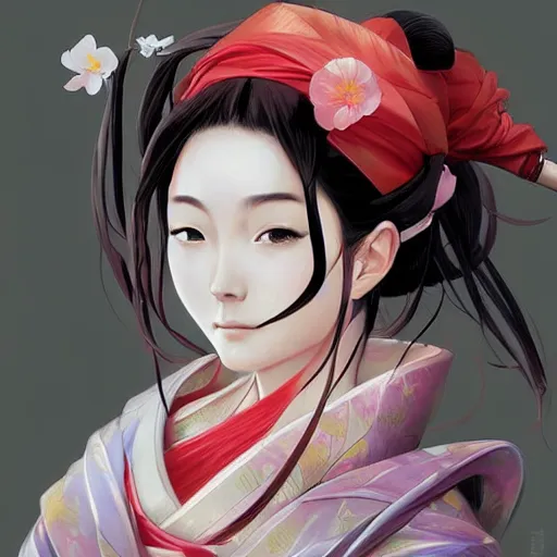 Image similar to A anime portrait of a Japanese geisha by stanley artgerm lau, WLOP, james jean, Andrei Riabovitchev, Marc Simonetti and Sakimichan, digital painting, trending on instagram