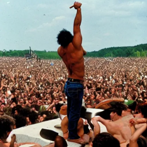 Image similar to hulk performing at woodstock