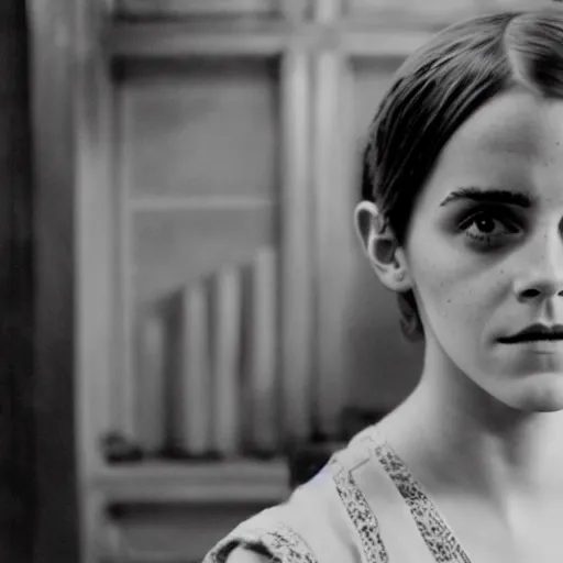 Prompt: A still of Emma Watson in a Buster Keaton movie