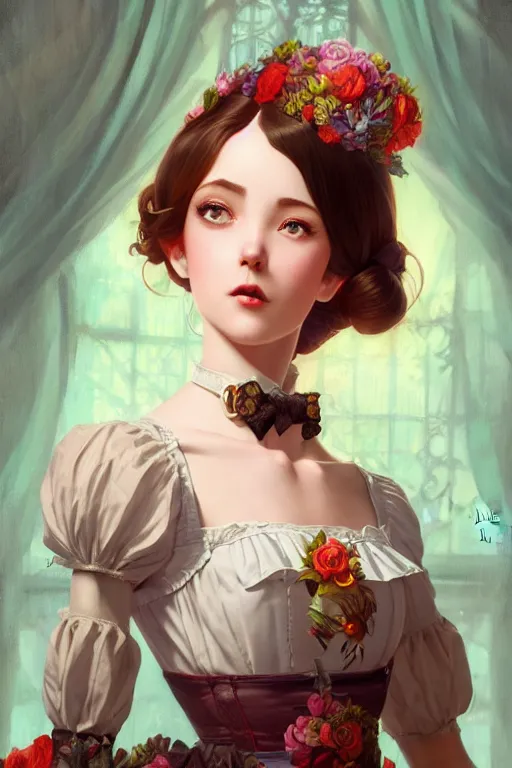 Prompt: a enthusiasm dreamlike charming young maid of legends character, victorian era indoor, symmetrical,, maximalist, cg animation, riot enterainment, arcane, realistic, hyper detailed, masterpiece character select portrait, by artgerm, anna dittmann, ilya kuvshinov, loish, drew struzan, charlie bowater, 3 d