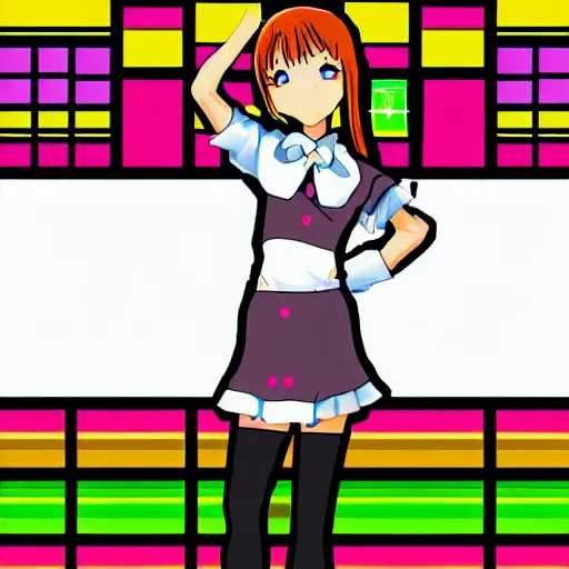 Prompt: anime girl in the style of windows xp, retro, windows xp, cheerful, 9 0 s mascot symbol,