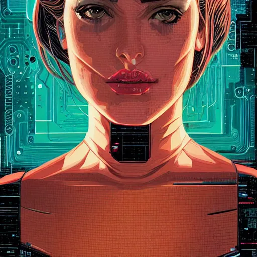 Image similar to a portrait of a female android, by Dan Mumford and Sandra Chevrier