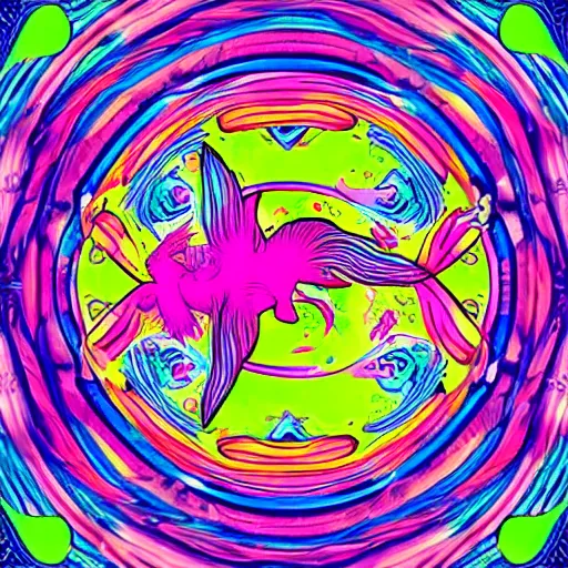 Image similar to detailed axolotl god on a yin yang background, psychedelic