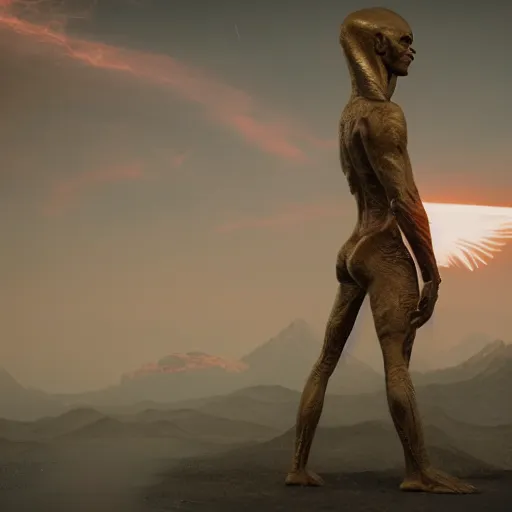 Prompt: a magestic humanoid alien god being workship, cinematic realistic, unreal engine 5