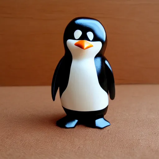 Image similar to anthro penguin in a black suit, vinyl toy figurine