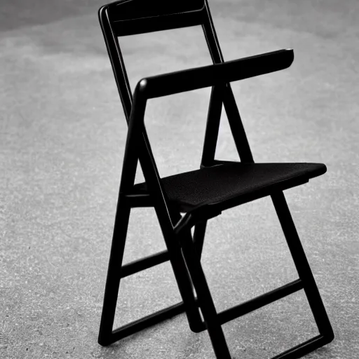 Image similar to a simple, black, metal, foldable chair with 4 legs