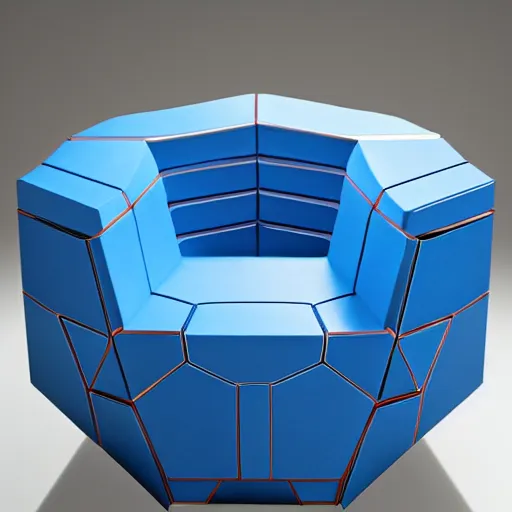 Prompt: a blue hexagonal armchair from the movie tron : legacy