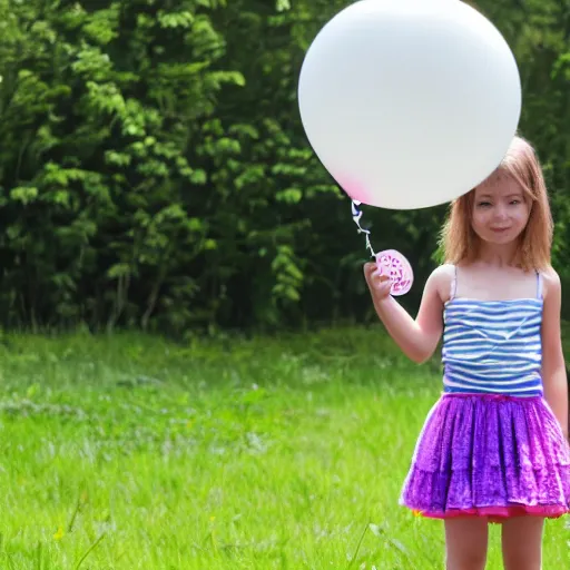 Prompt: girl waiting with balloon