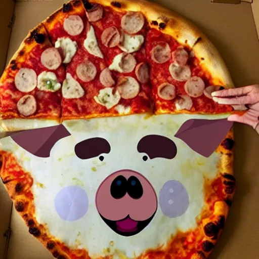 Image similar to a pizza shaped pig