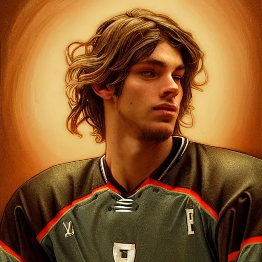 Prompt: 2005 portrait of former hockey player Lou Vairo, fantasy, intricate, elegant, highly detailed, digital painting, artstation, concept art, smooth, sharp focus, luxury fashion illustration, art by artgerm and greg rutkowski and alphonse mucha, brightly lit cinematic soft lighting, photorealistic