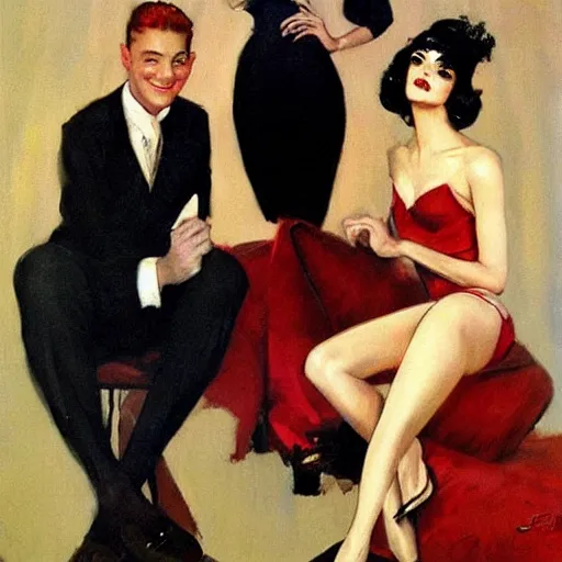 Image similar to best friends, painting by olivia, coby whitmore, vargas, rolf armstrong