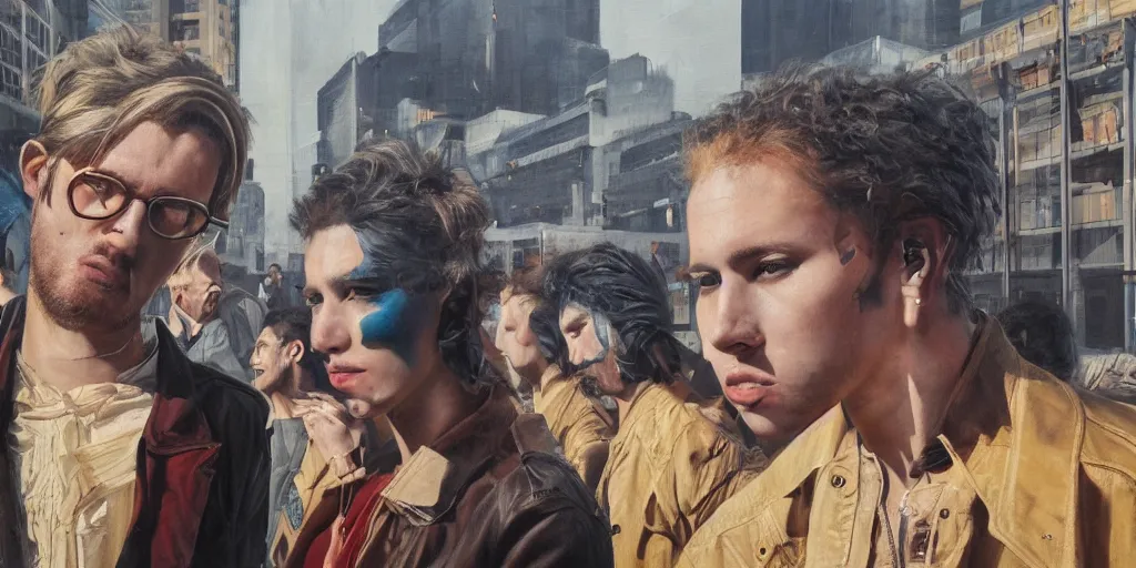 Image similar to beautiful oil matte portrait painting, 8 0 s punks sitting on top of the berlin wall drinking beer, wonderful masterpiece highly detailed, beautiful cinematic light deep focus, elegant, digital painting, smooth, sharp focus, golden ratio, dramatic illumination, ultra realistic, 8 k, art by jimmy law